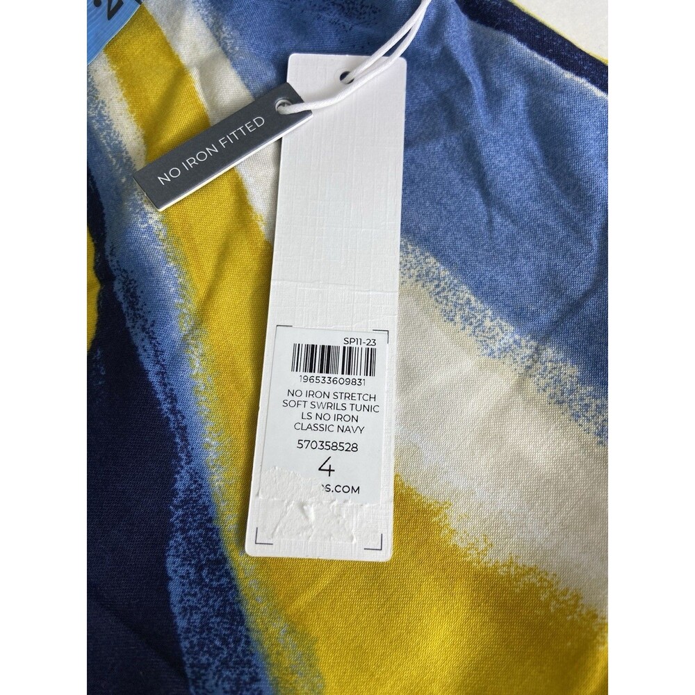 Chico's No Iron Stretch Swirls Tunic Shirt Long Sleeve Plus Womens 4 US 20 XXL - Picture 3 of 7